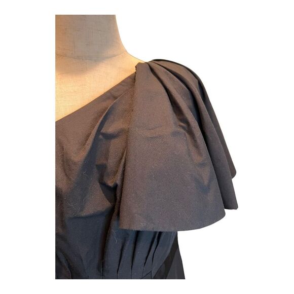 Leifsdottir‎ Dress Sz 8 Womens Black One Shoulder Ruffle Mini Cotton Blend Lined - Picture 7 of 12